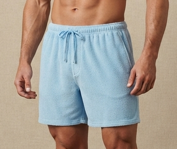 baby blue towel shorts