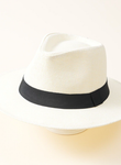 white classic wide-brim fedora hat