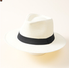 white classic wide-brim fedora hat
