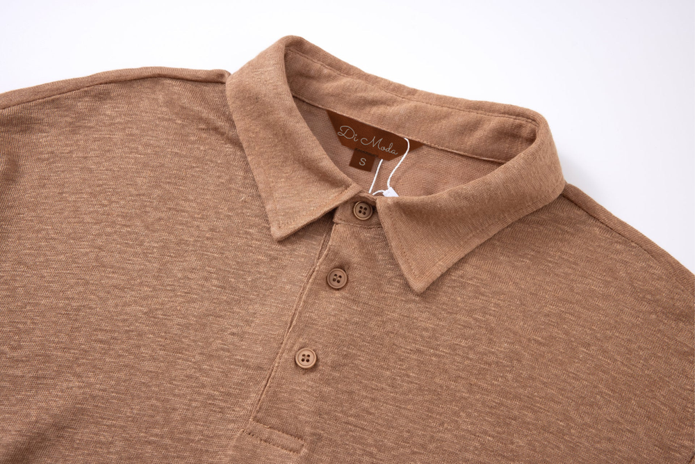 brown linen polo shirt