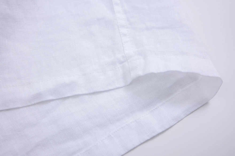 white linen long-sleeve shirt