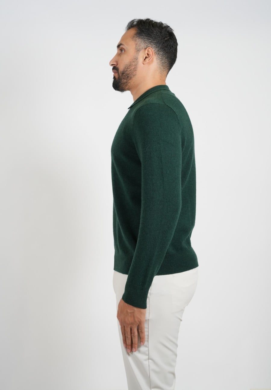 Wool Pullover Polo - Green
