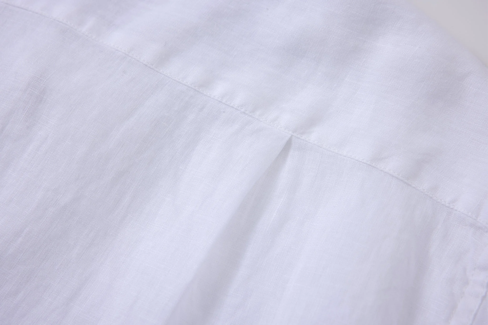 white linen short-sleeve shirt