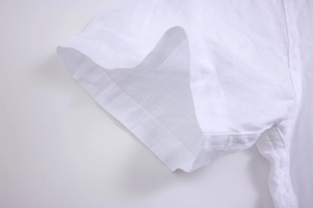 white linen short-sleeve shirt