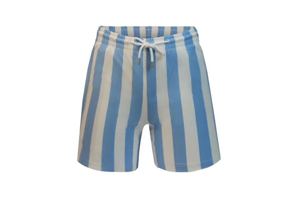 babyblue striped swim shorts