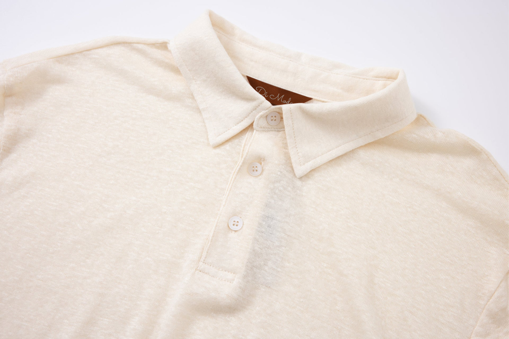 Ivory Linen Polo Shirt