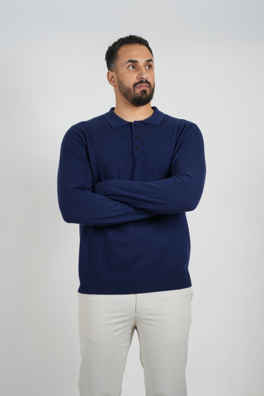 Cashmere Pullover Polo Navy
