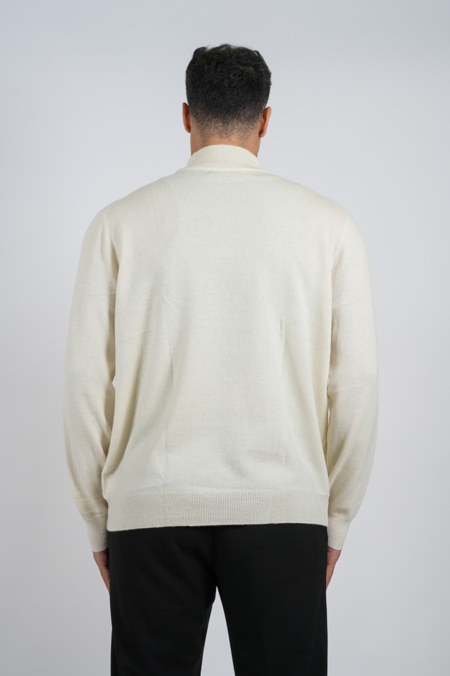 Cashmere Pullover Zipper White