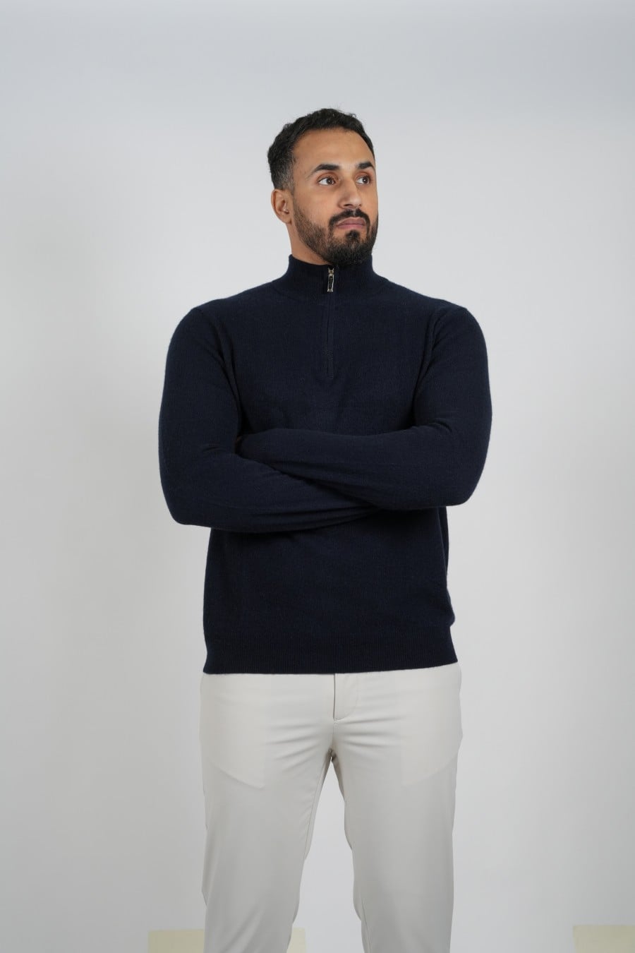 Cashmere Pullover Zipper Black