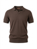 Wool Polo Short Sleeve V Neck With Stitch ( Thin ) BROWN