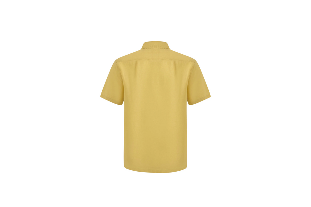 yellow linen short-sleeve shirt