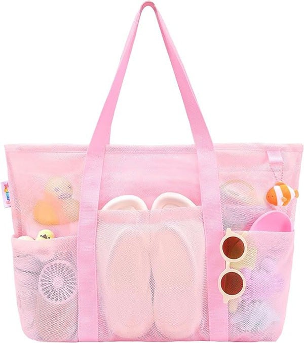 Tagitary Mesh Beach Bag-Pink
