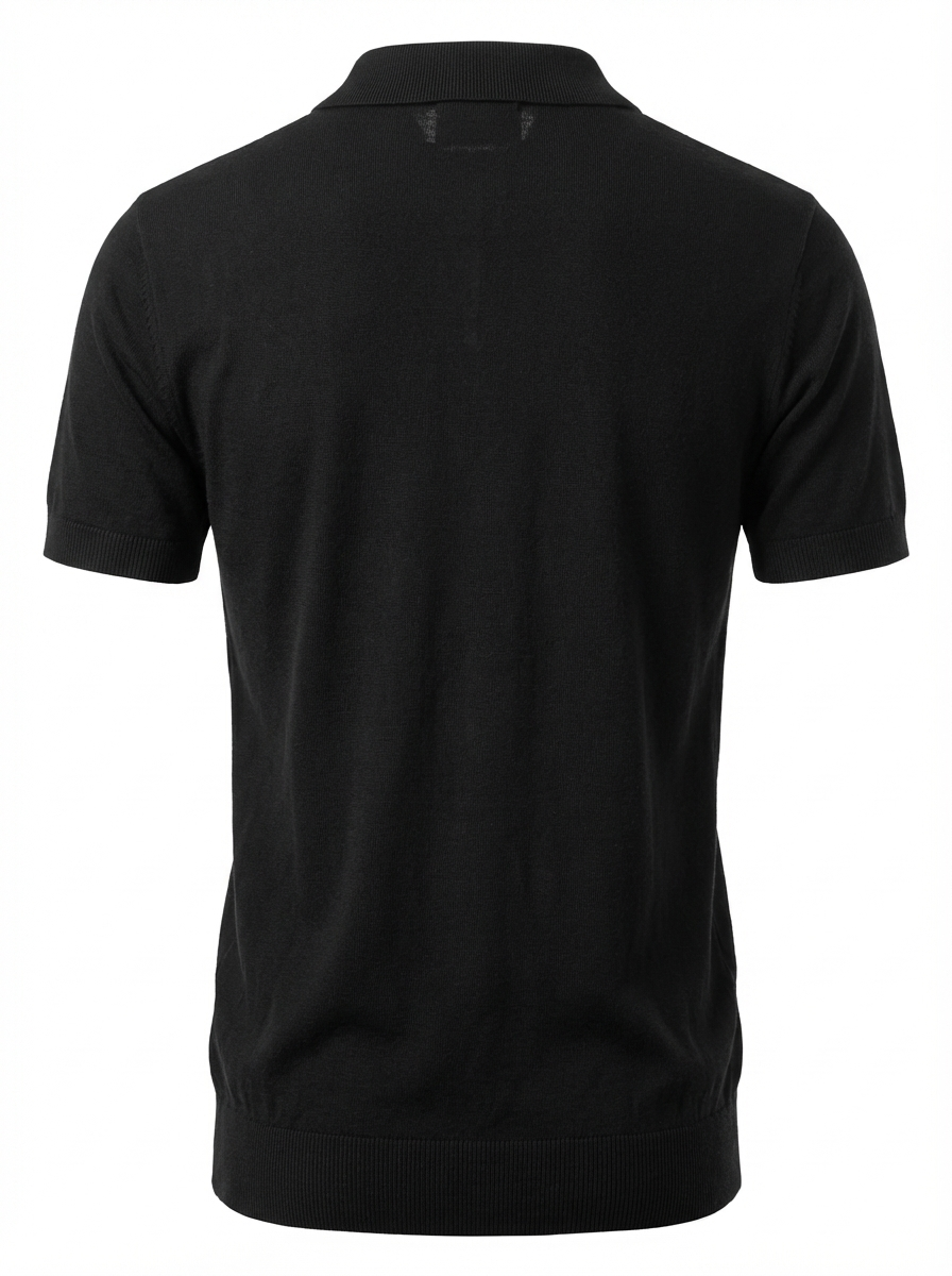 Wool Polo Short Sleeve  V Neck With Stitch ( Thin )