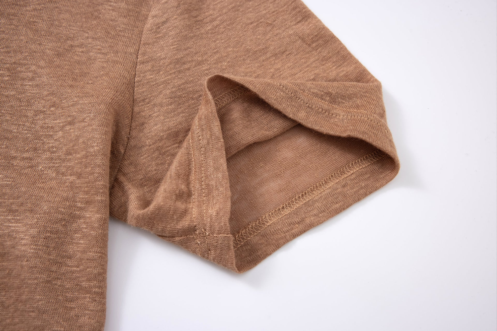 brown linen polo shirt