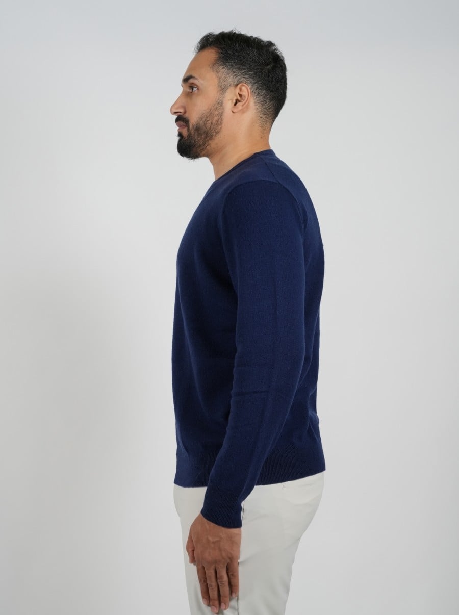 Wool Pullover Circle Neck - Blue