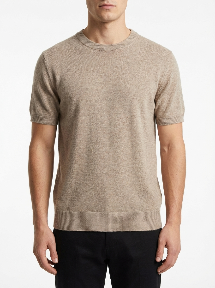 Cashmere Round Neck Short Sleeve Cream