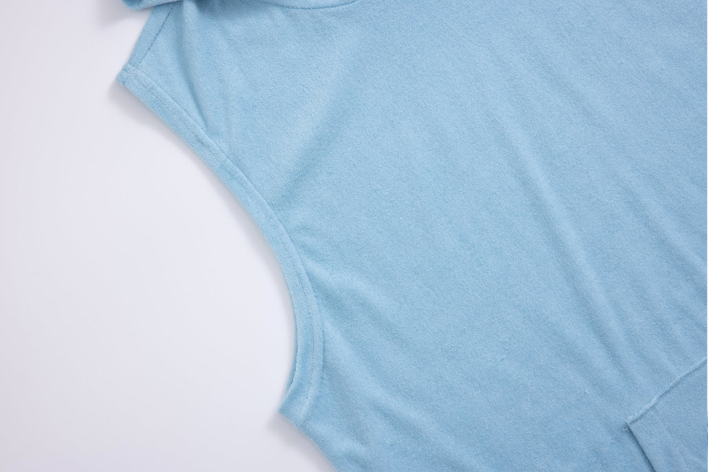 sleeveless towel hoodie – baby blue
