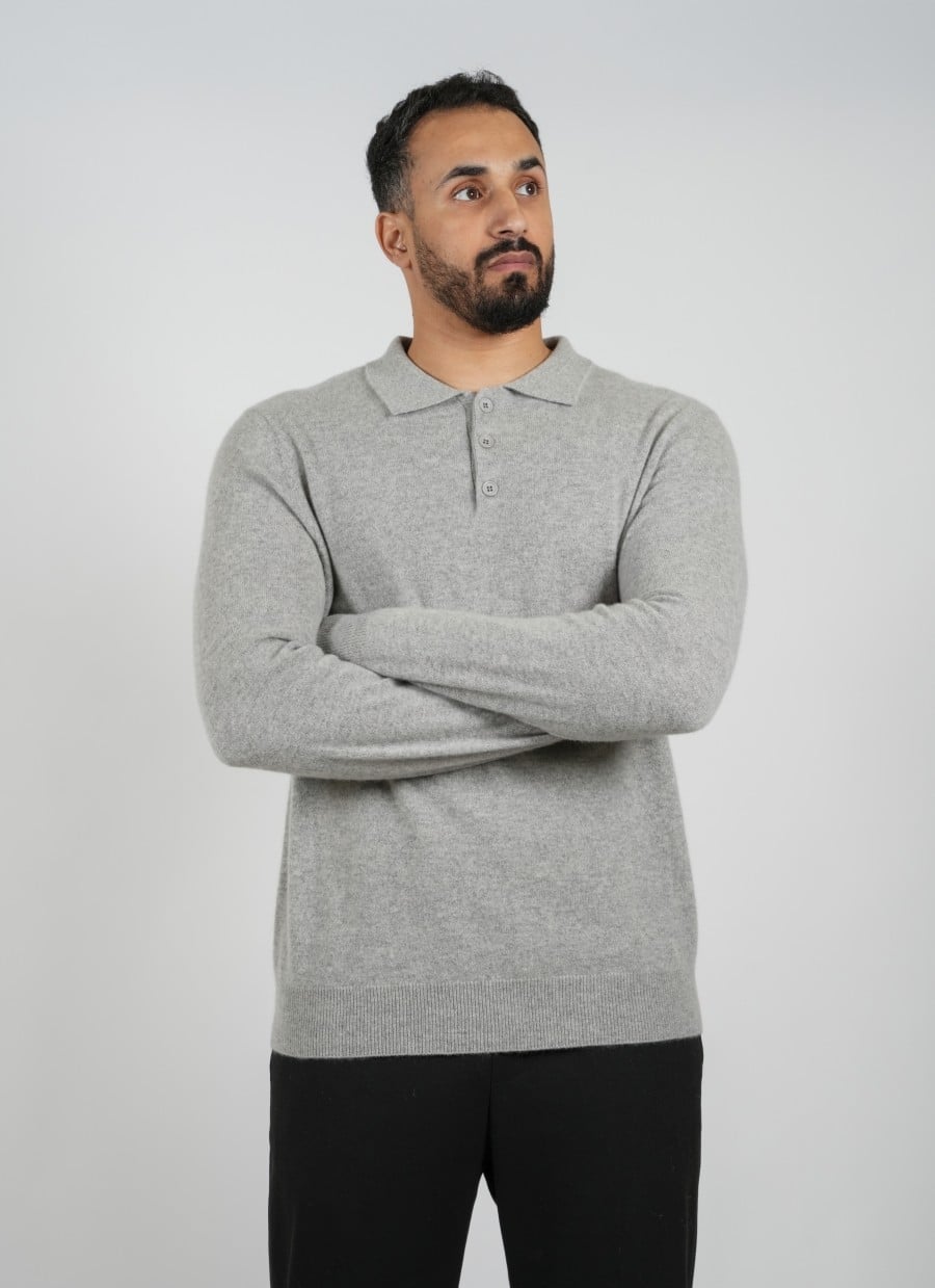 Cashmere Polo Pullover Gray