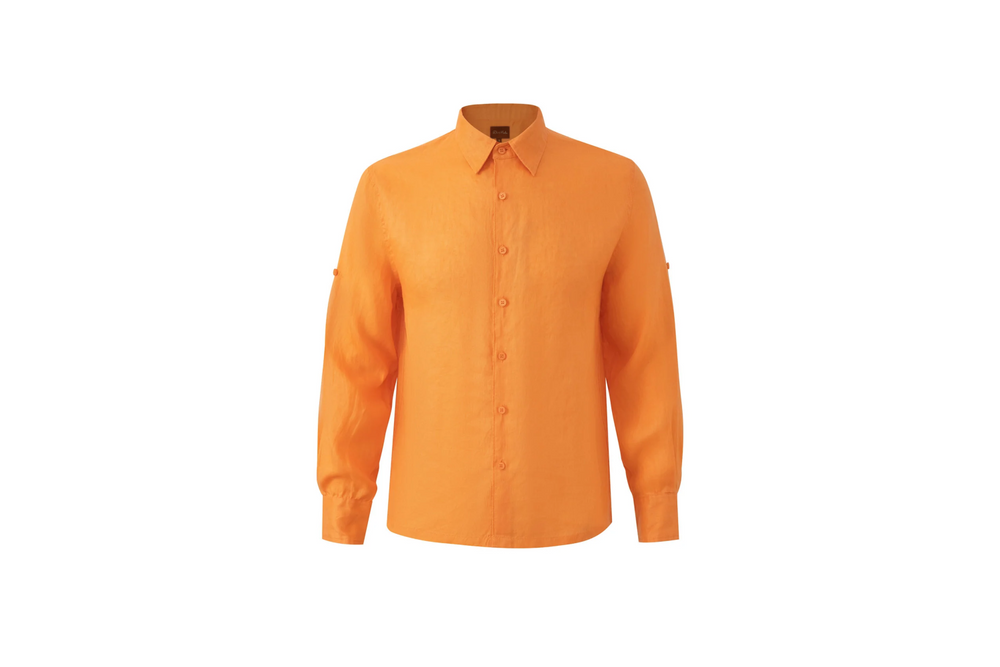 orange linen long-sleeve shirt