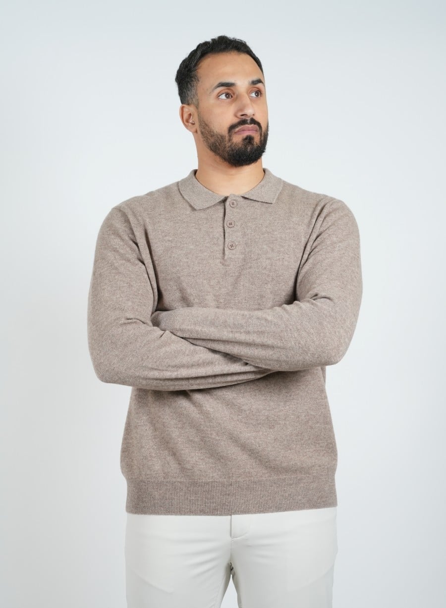 Wool Pullover Polo - Camel