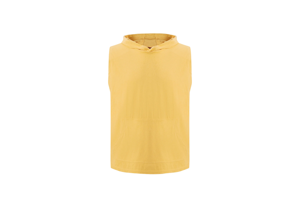   yellow sleeveless towel hoodie