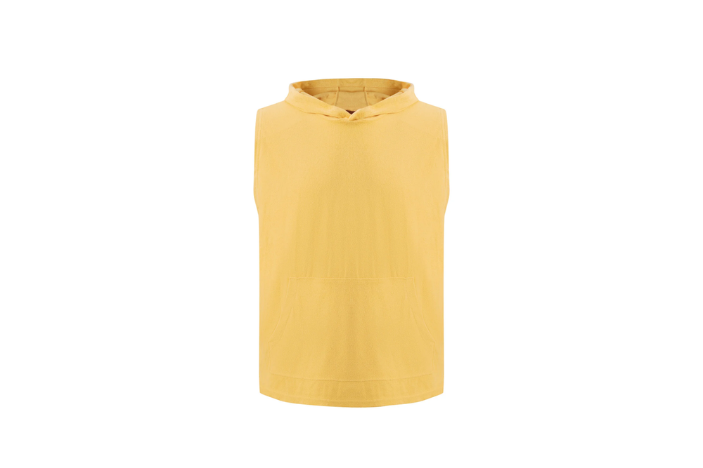 yellow sleeveless towel hoodie