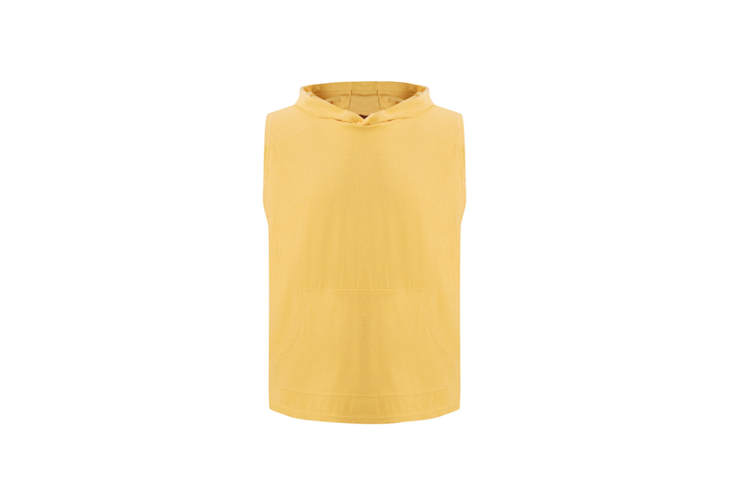 yellow sleeveless towel hoodie