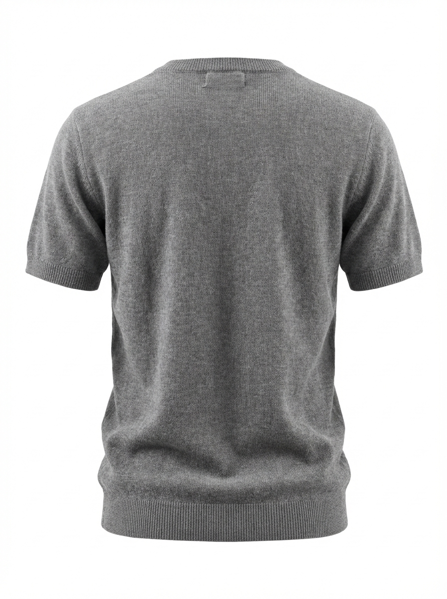 Cashmere Round Neck Short Sleeve Grey