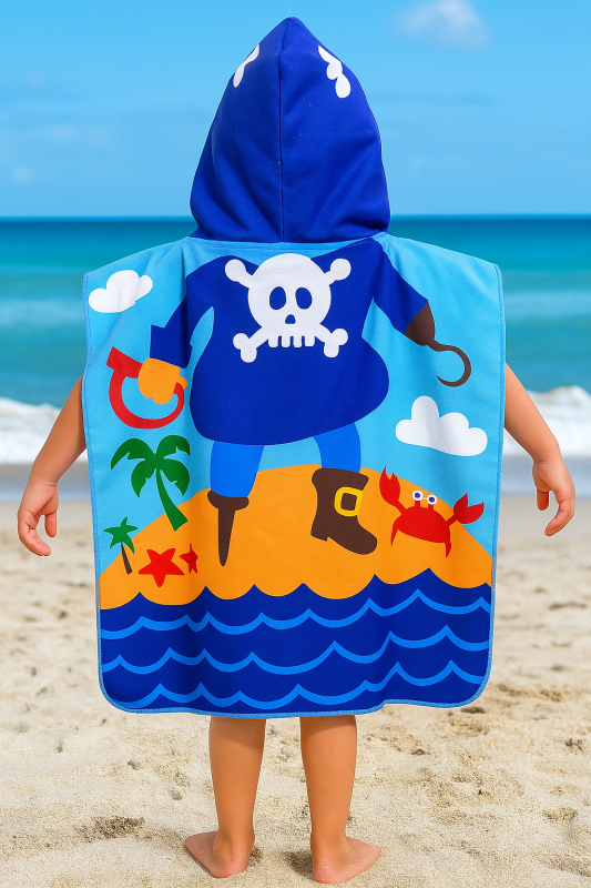 kids hooded beach towel – pirate king
