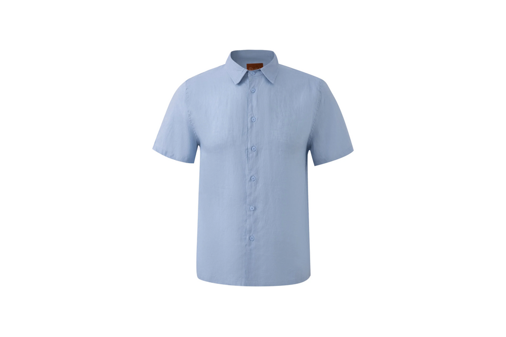babyblue linen short-sleeve shirt