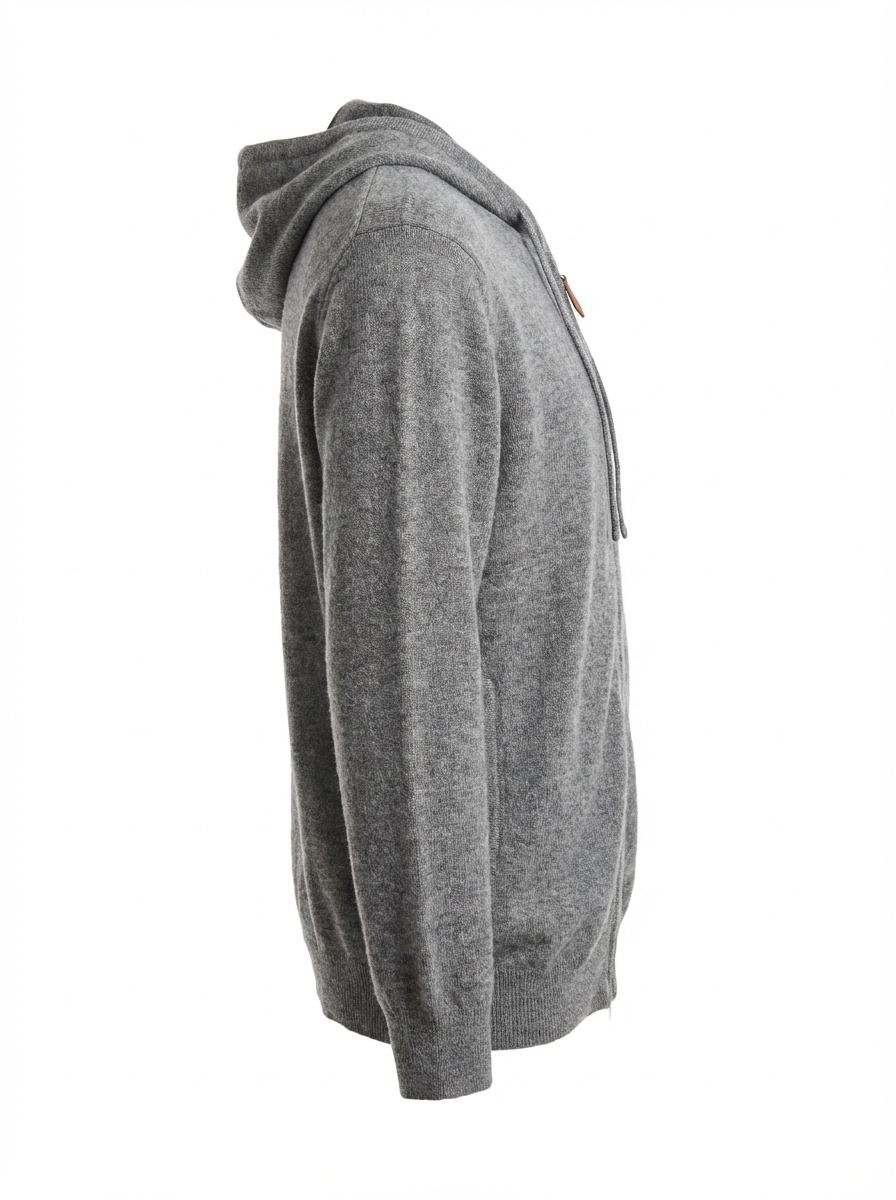 Cashmere Cardigan With Hoodie LT.GREY