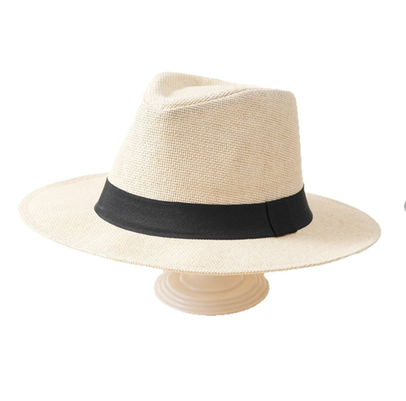 cream classic wide-brim fedora hat