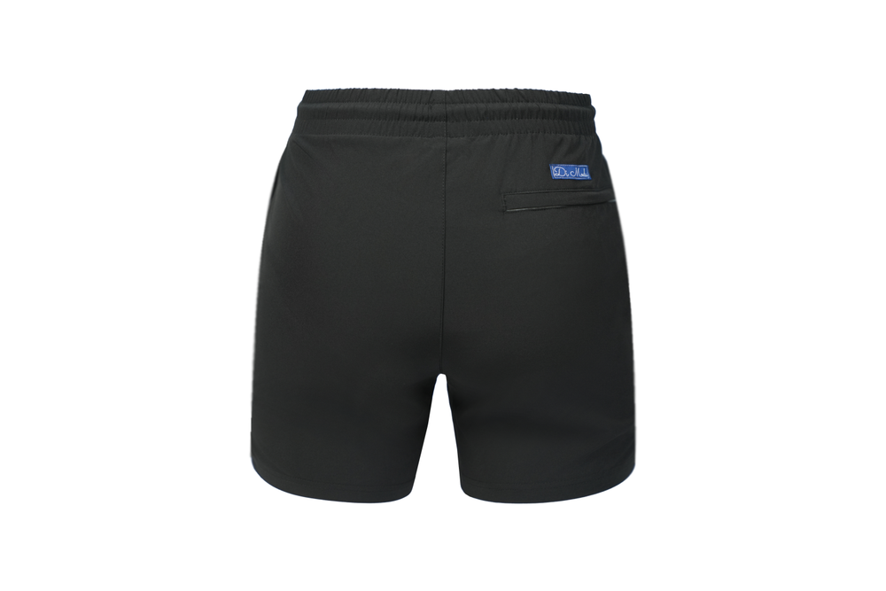 solid black swim shorts