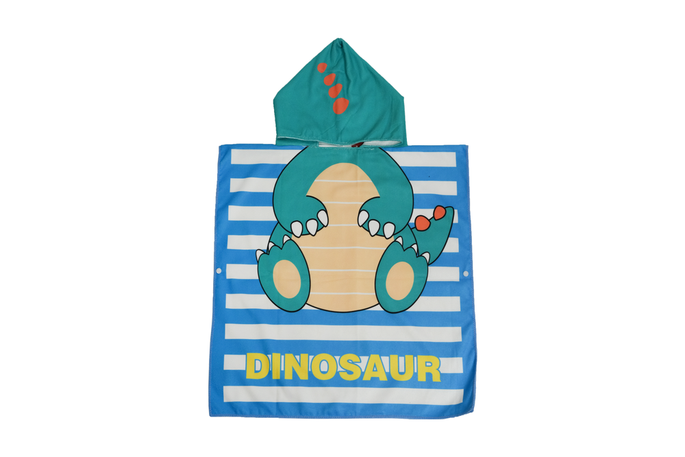 kids hooded beach towel – dinosaur world