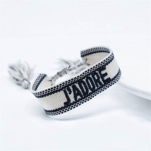 J’ADORE Embroidered Woven Bracelet