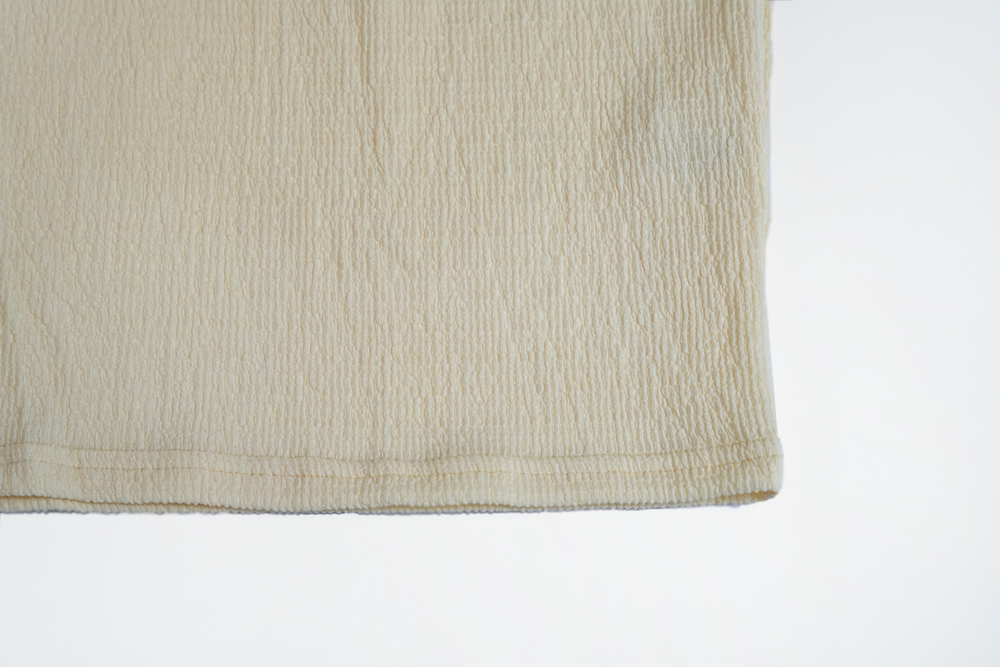 cream v neck long sleeve shirt