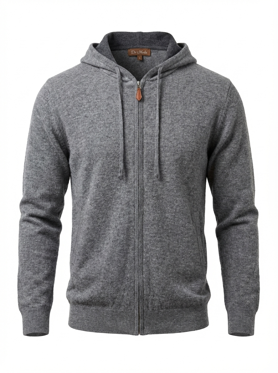 Cashmere Cardigan With Hoodie LT.GREY