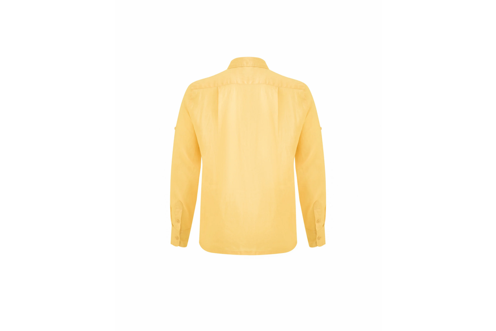 yellow linen long-sleeve shirt