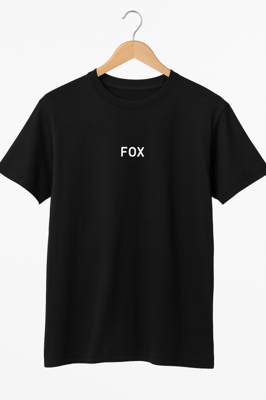 black "fox" graphic tee with fox illustration – t-shirt
