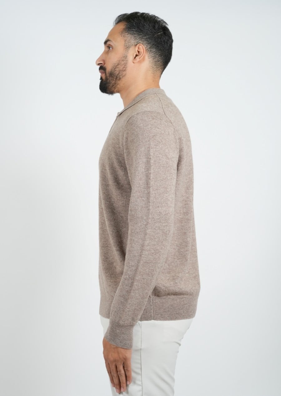 Wool Pullover Polo - Camel