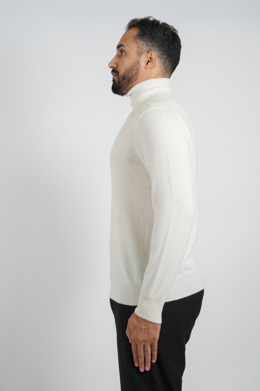 Cashmere High Neck Pullover White