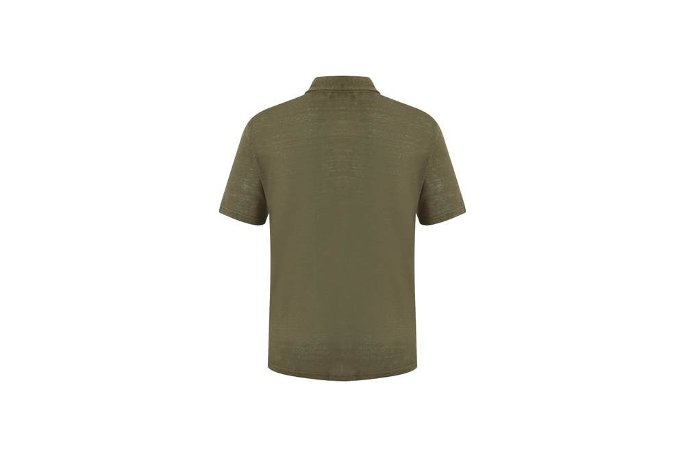 olive linen polo shirt