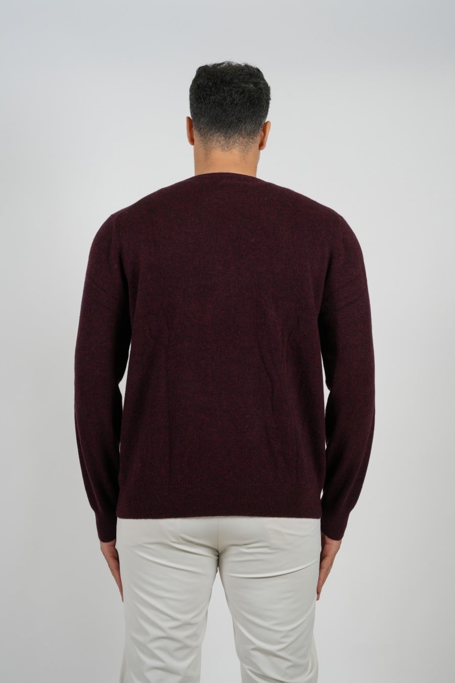 Wool Pullover Circle Neck Maroon