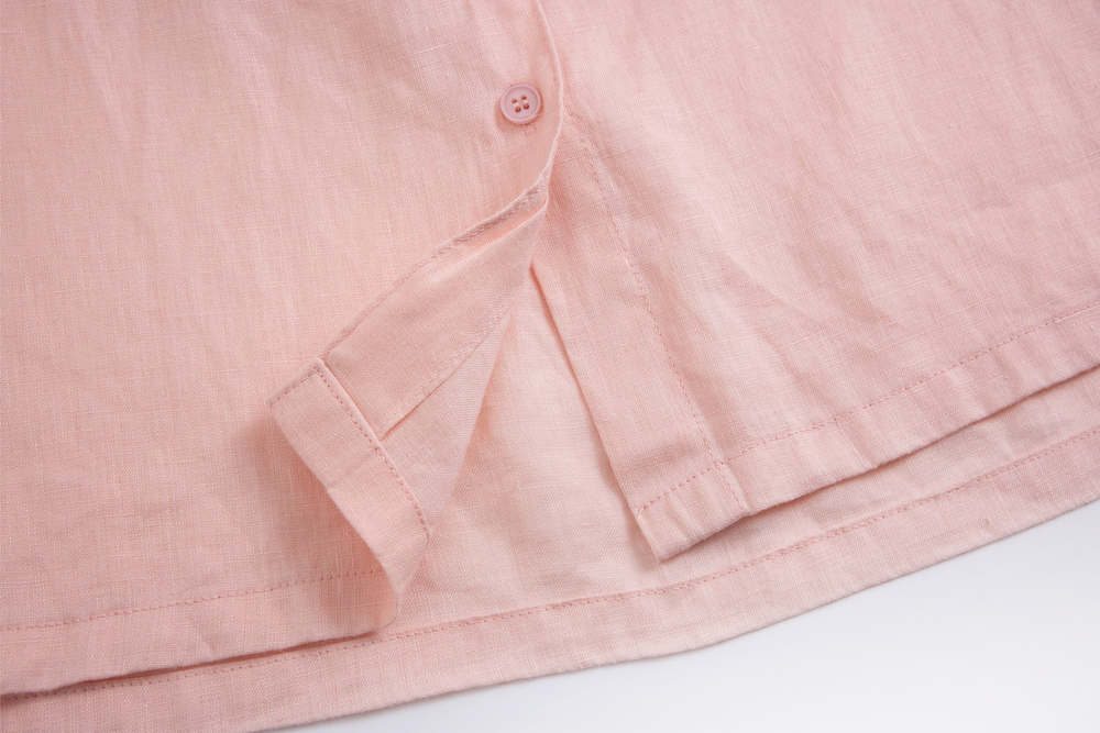pink linen long-sleeve shirt