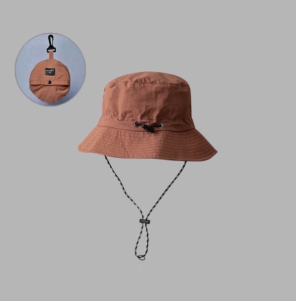 tan packable outdoor bucket hat