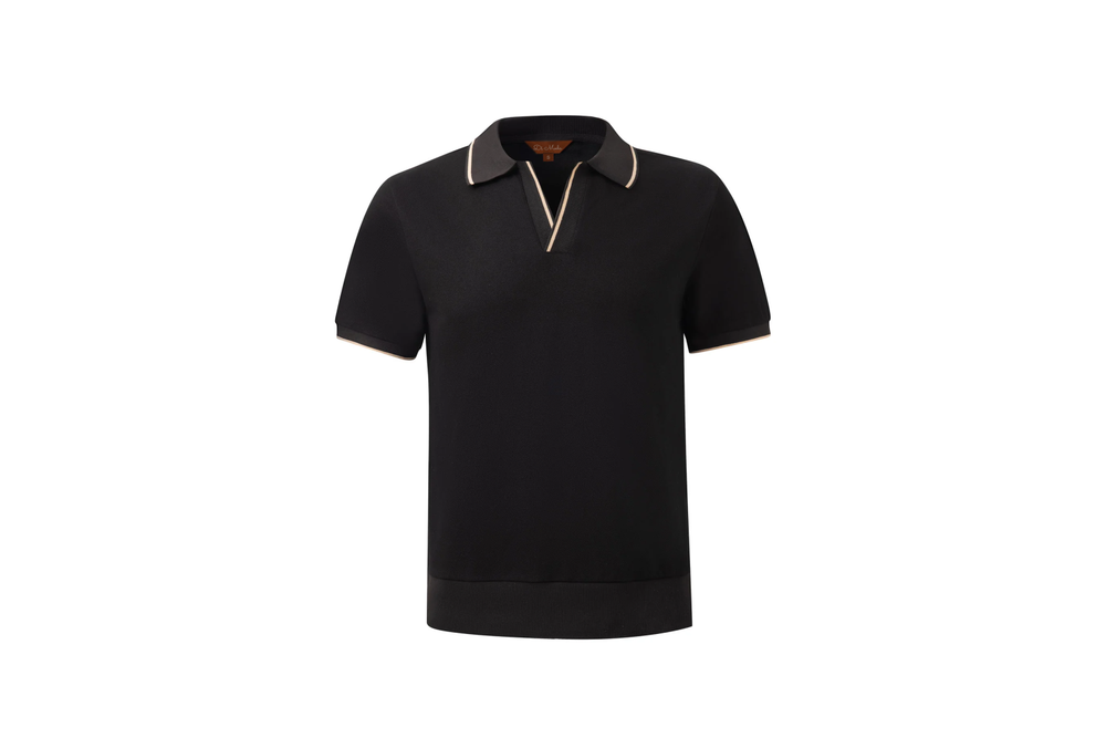 black open-collar shirt