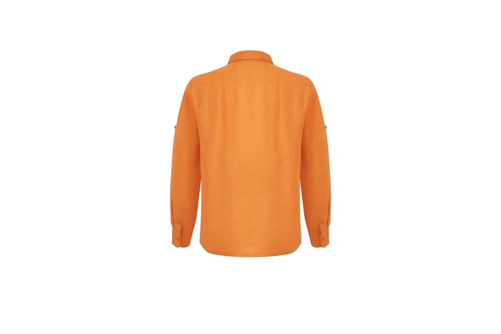 orange linen long-sleeve shirt