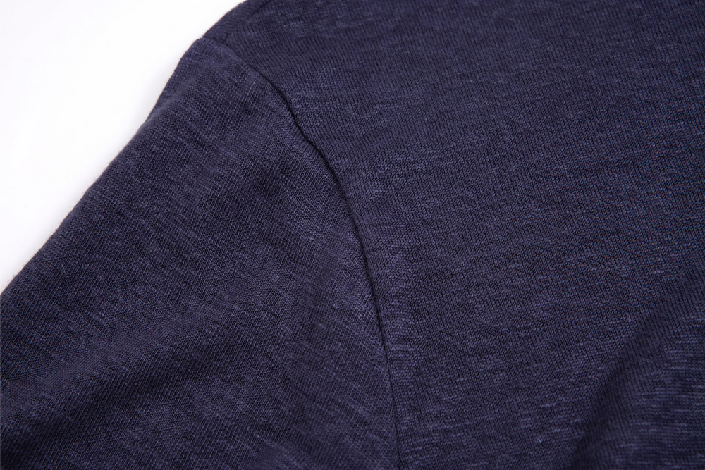 navy linen polo shirt