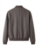 Brown Wool Zip-Up Jacket with High Collar and Leather Trim ( ALP 100 )