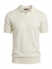 Wool Polo Short Sleeve V Neck With Stitch ( Thin ) CREAM